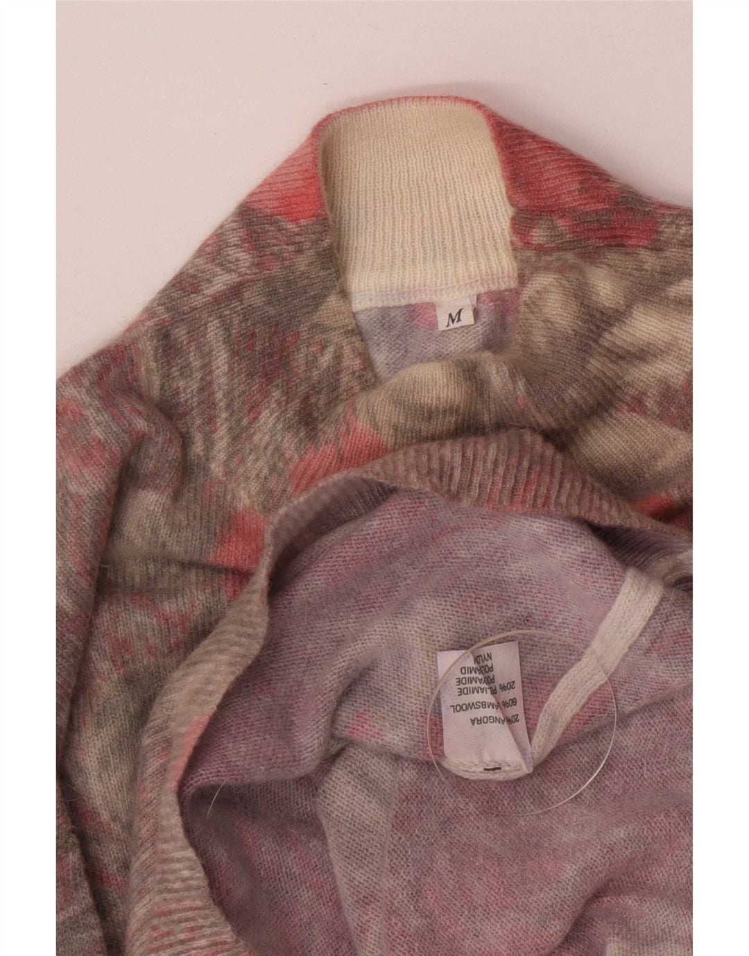 Sweter damski w stylu vintage z golfem UK 12, średni, wielobarwny, retro
