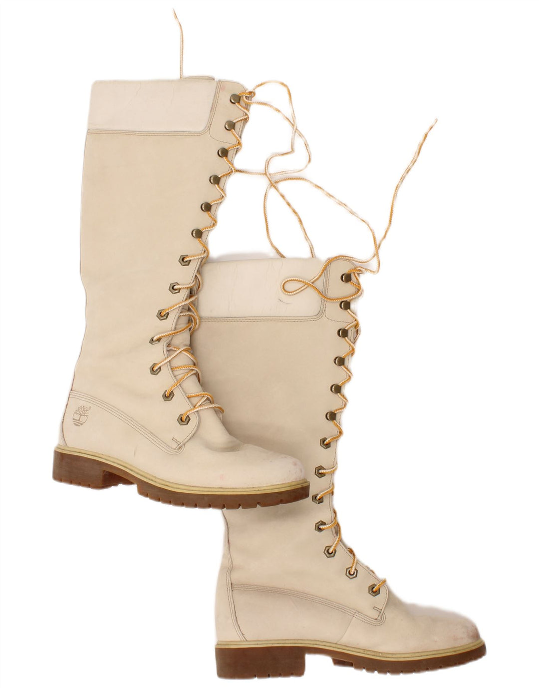 Timberland Damskie skórzane buty do kolan, rozmiar brytyjski 6, beżowa skóra