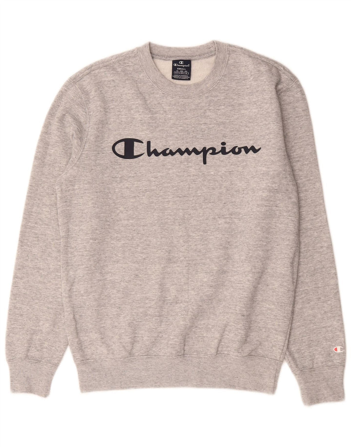 Męski sweter z grafiką Champion, mały, szary, bawełniany