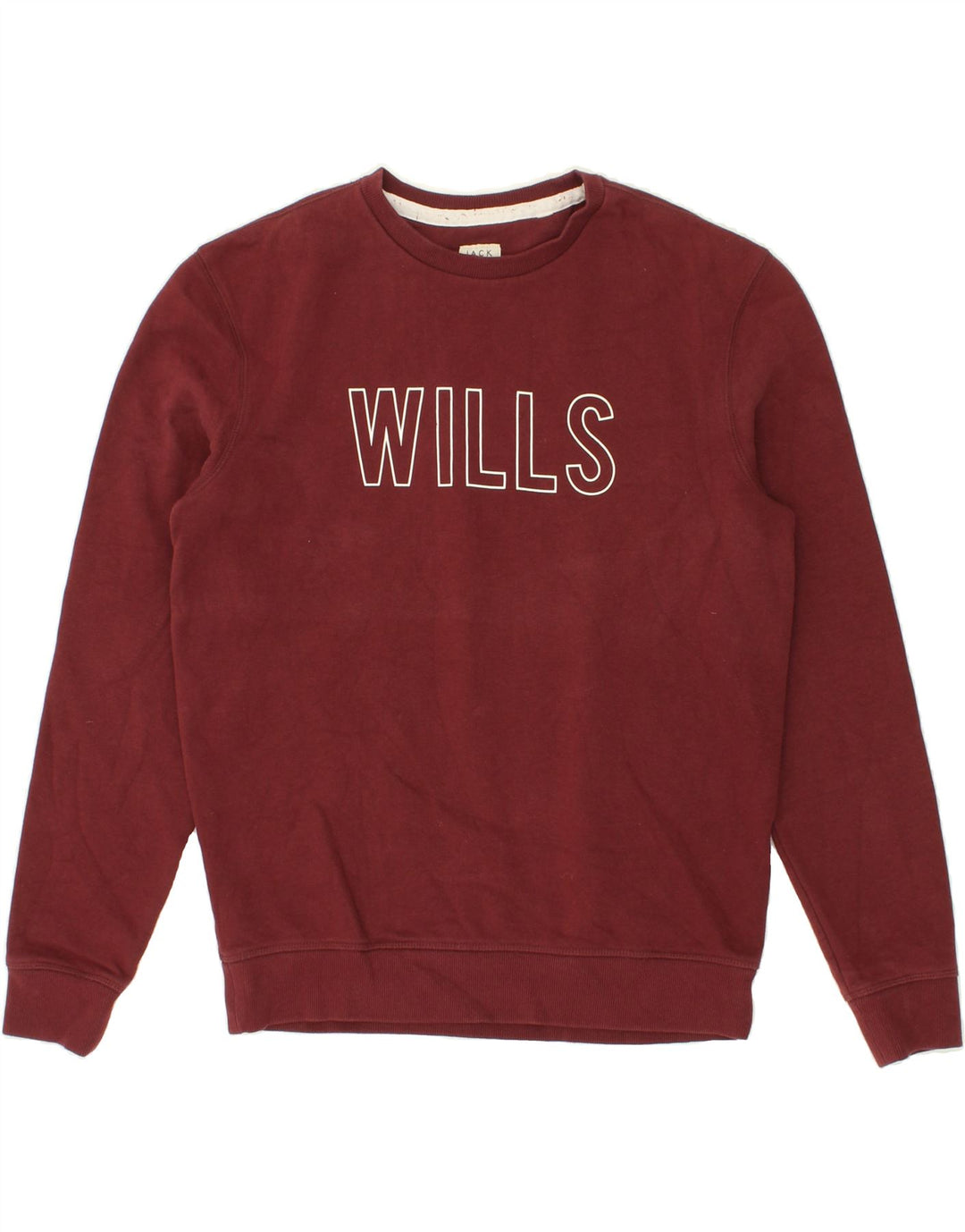 JACK WILLS Mens Graphic Sweatshirt Jumper Medium Burgundy Cotton Vintage Jack Wills and Second-Hand Jack Wills from Messina Hembry 