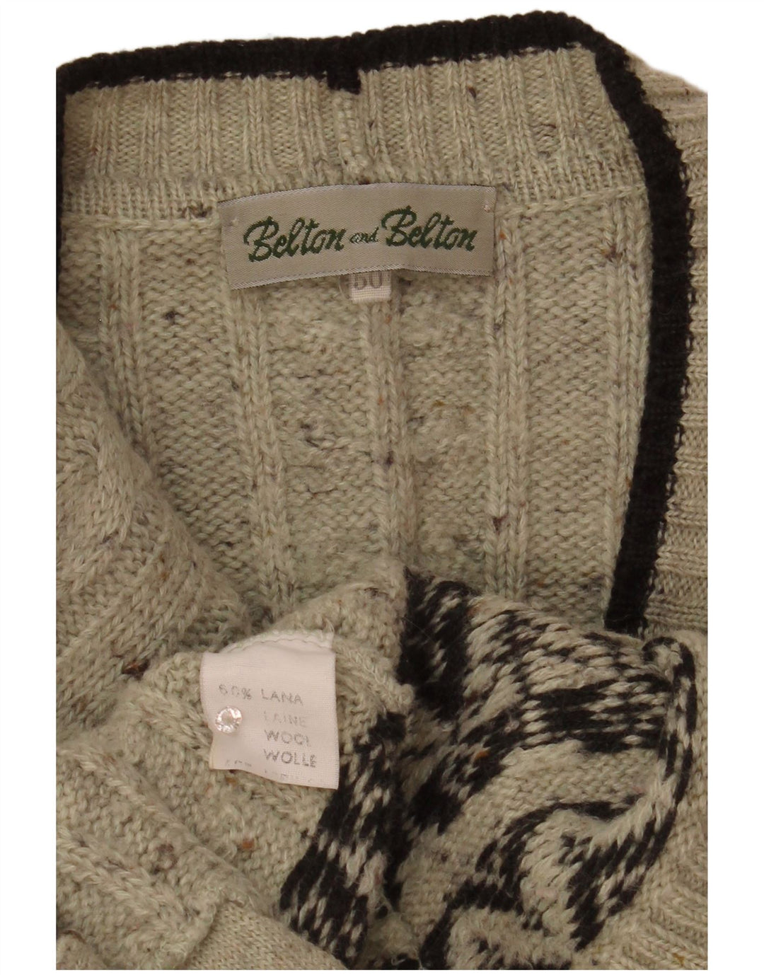 Sweter męski w stylu vintage IT 50 Średni szary Fair Isle Wool