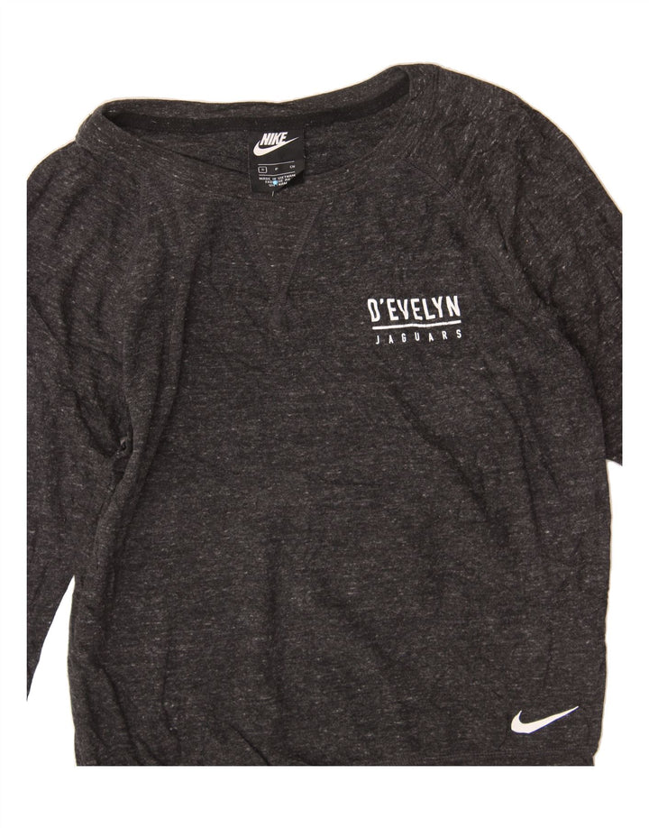 NIKE Womens Sweatshirt Jumper UK 10 Small Grey Flecked Cotton Vintage Nike and Second-Hand Nike from Messina Hembry 