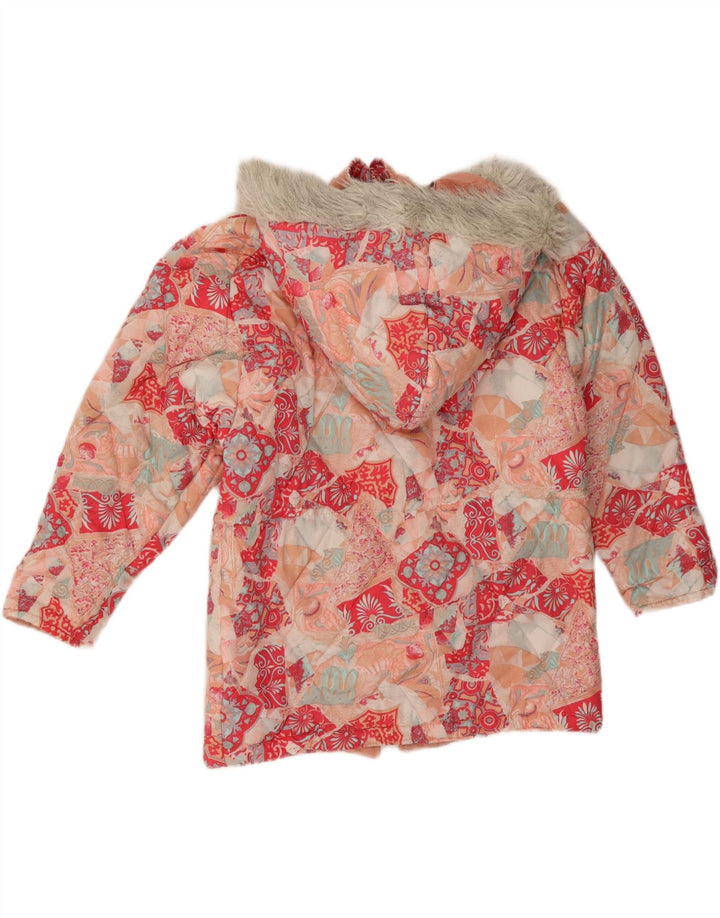 Vintage damska kurtka z kapturem i wyściełaną EU 40, średnia, wielokolorowa w kwiaty