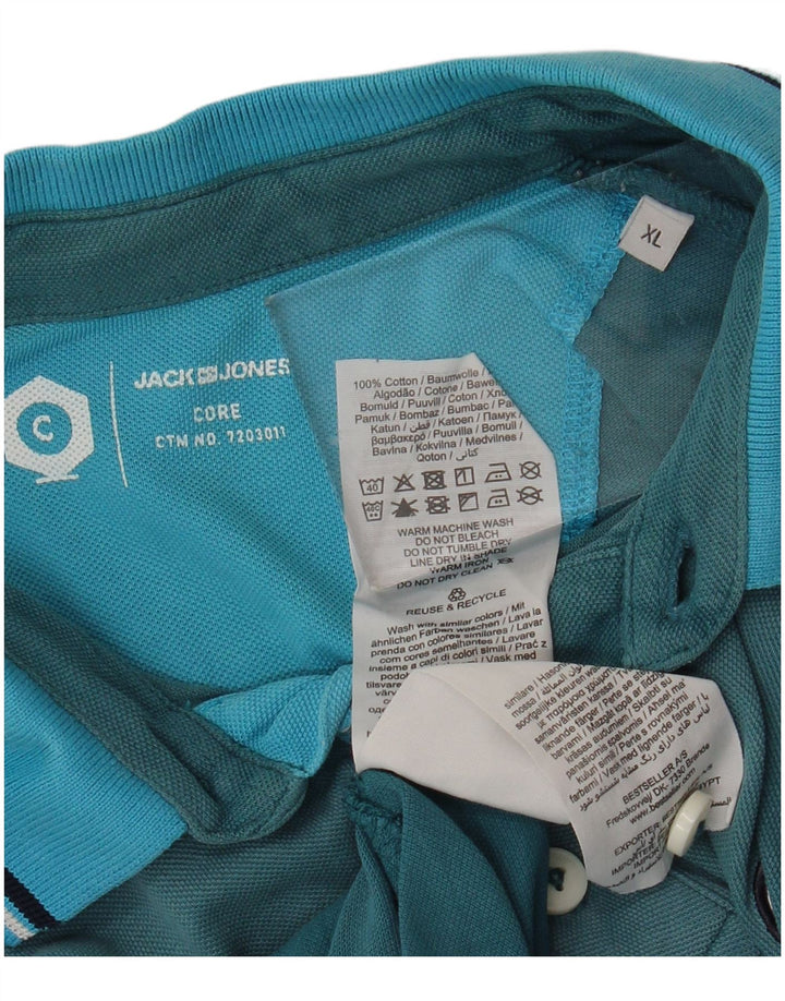 Męska koszulka polo JACK & JONES XL, niebieska, bawełniana