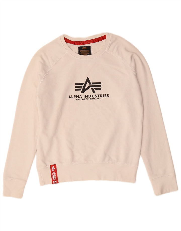 Męska bluza z grafiką ALPHA INDUSTRIES, sweter XS, biały
