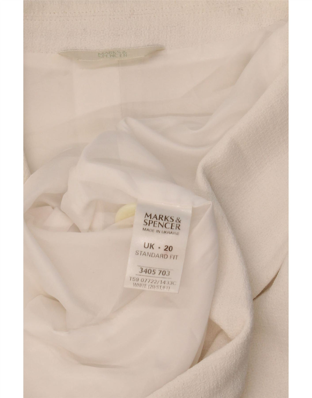 Marks & Spencer Damska marynarka z krótkim rękawem, zapinana na 2 guziki, UK 20 2XL, biała