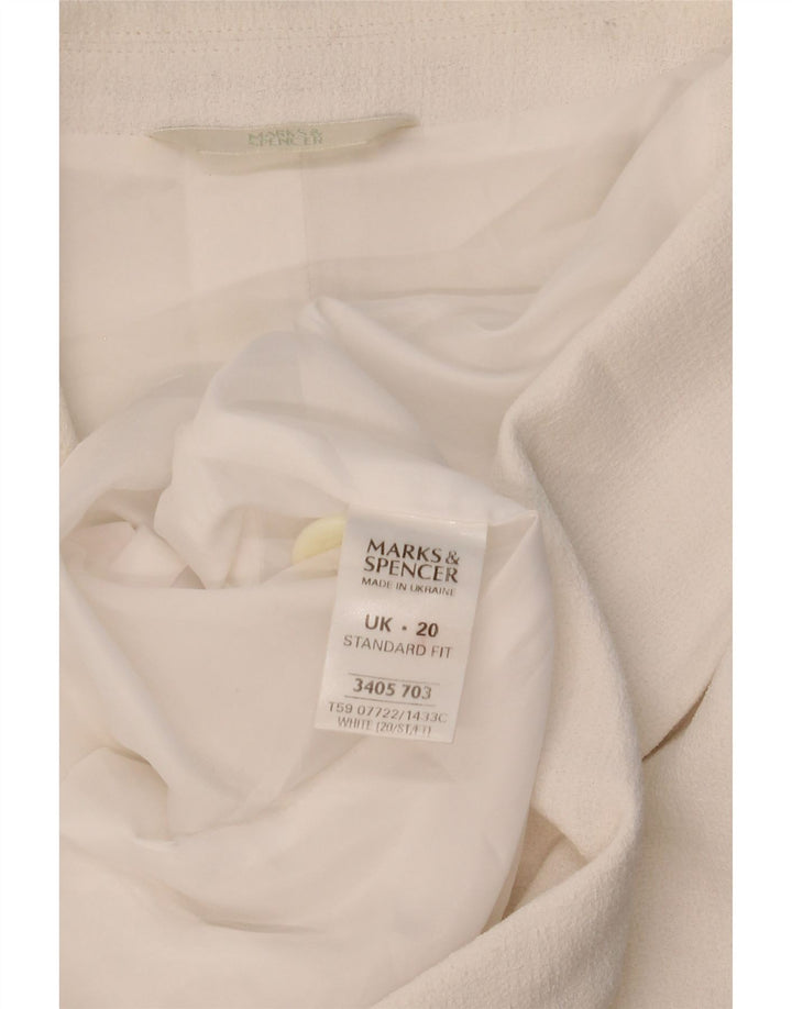 Marks & Spencer Damska marynarka z krótkim rękawem, zapinana na 2 guziki, UK 20 2XL, biała