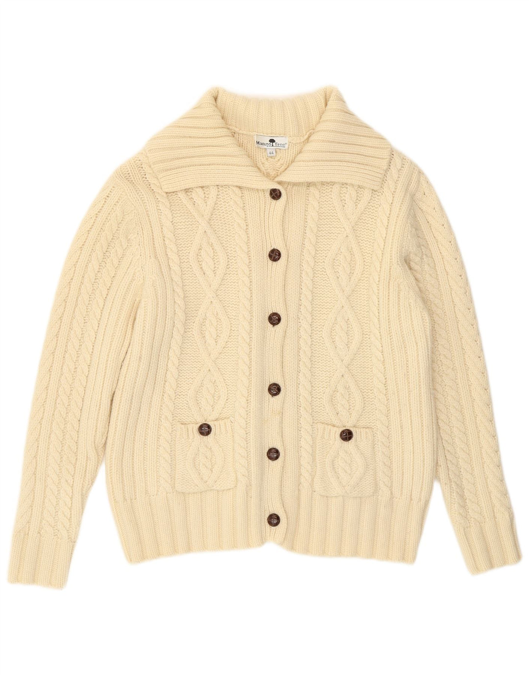 Sweter damski w stylu vintage IT 44 Średni złamanej białej wełny