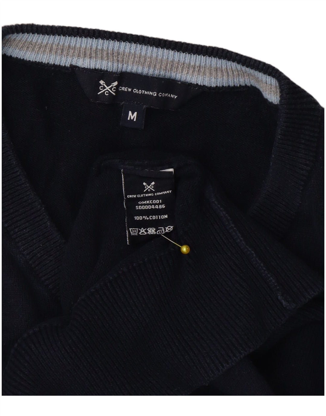 Crew Clothing Męski sweter z dekoltem w kształcie litery V, średni granatowy, bawełniany