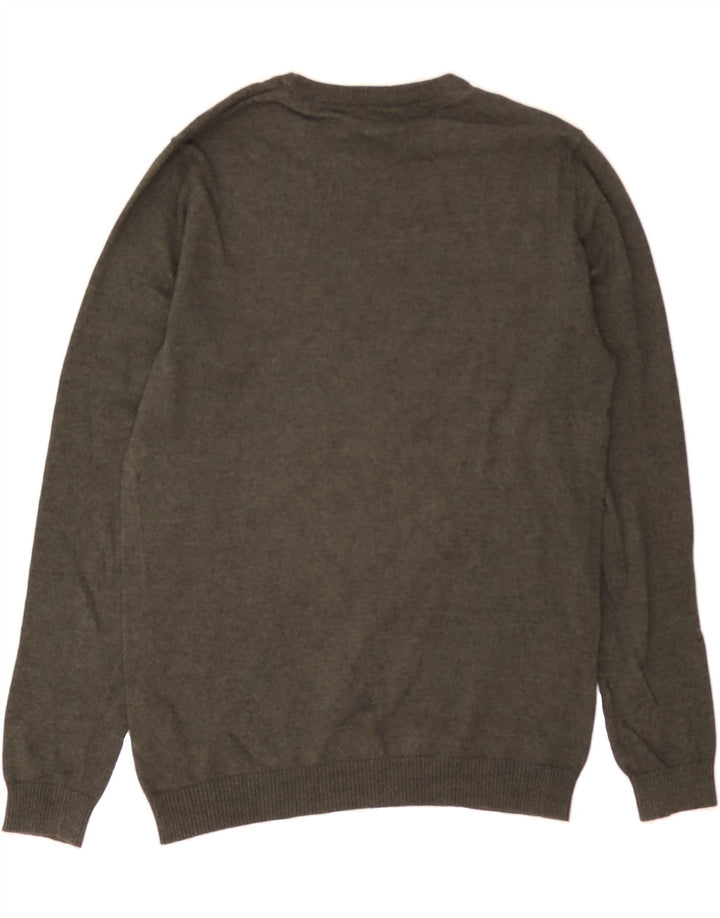 JACK & JONES Mens Crew Neck Jumper Sweater Medium Khaki Cotton Vintage Jack & Jones and Second-Hand Jack & Jones from Messina Hembry 