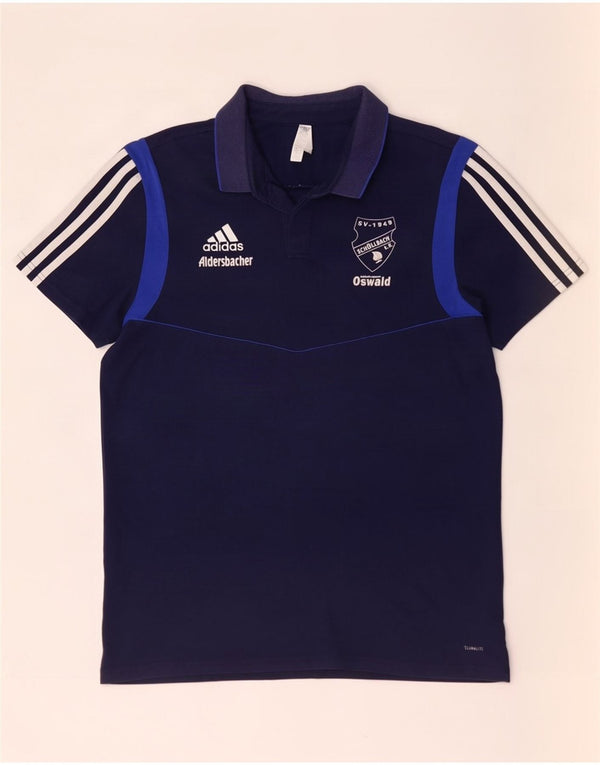 Męska koszulka polo Adidas Climalite, duża, granatowa, bawełniana w bloki kolorów