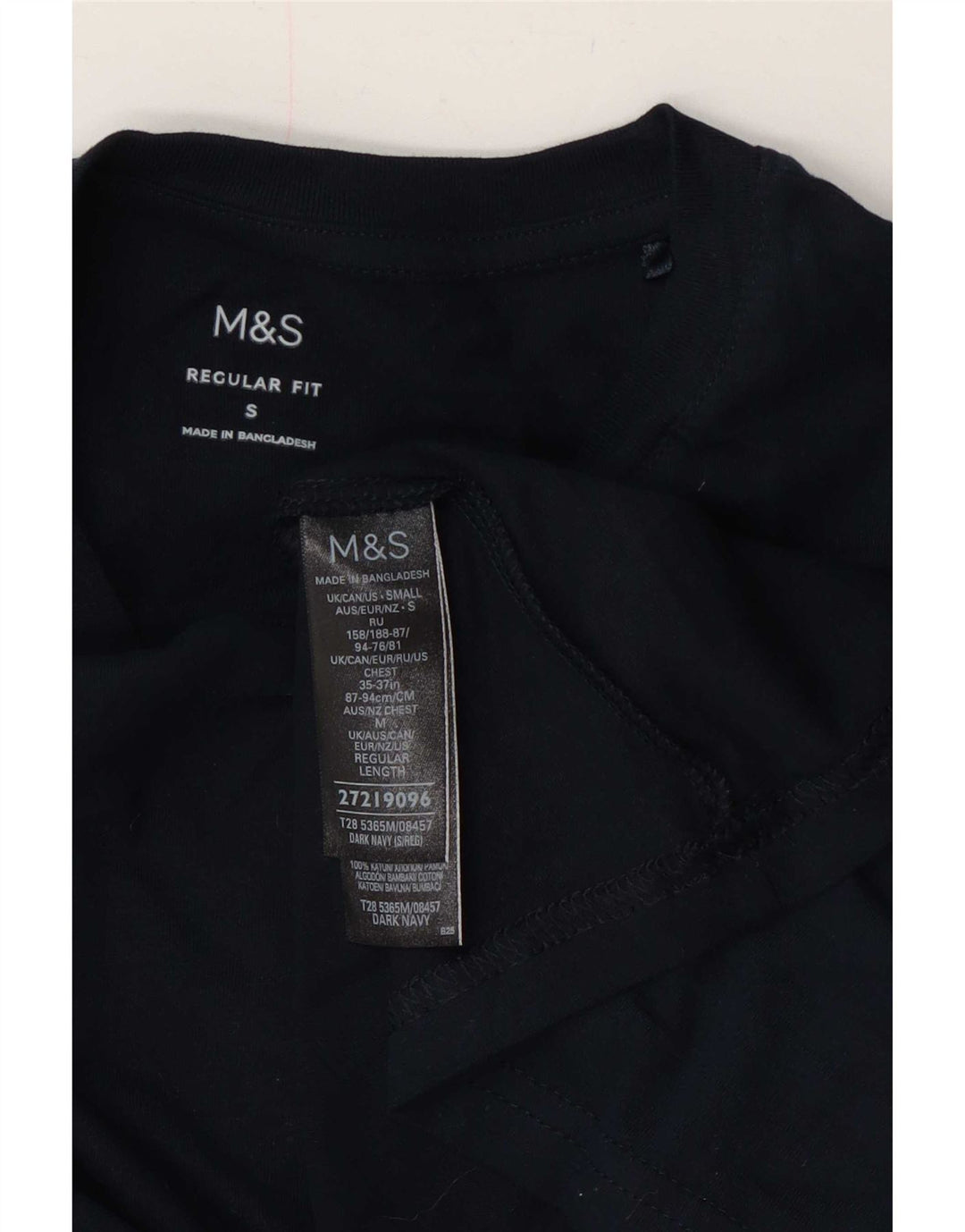 Marks & Spencer Męski top o regularnym kroju, z długim rękawem, mały, granatowy, bawełniany