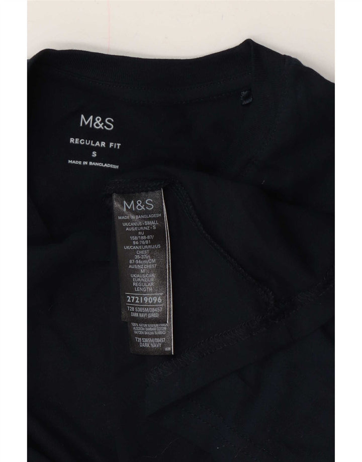 Marks & Spencer Męski top o regularnym kroju, z długim rękawem, mały, granatowy, bawełniany