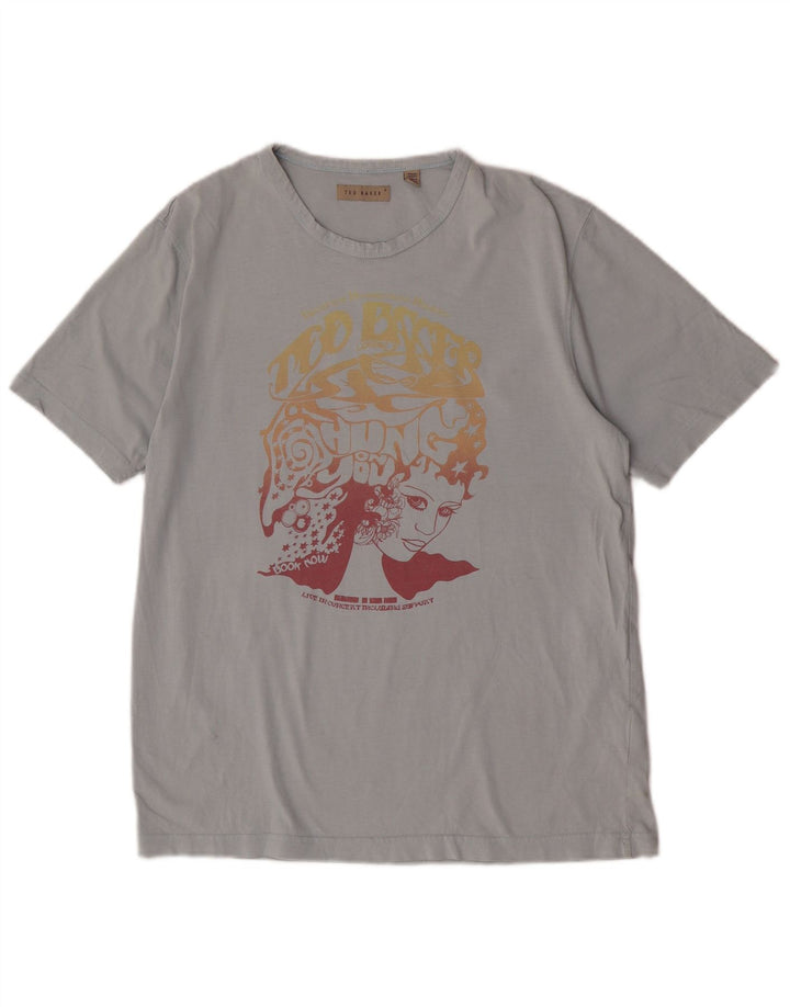 Męski T-shirt z grafiką Ted Baker, rozmiar 4, duży, niebieski, bawełniany