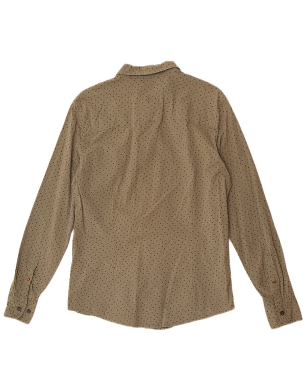 Koszula męska Fat Face ze stretchem, slim fit, średnio zielona, geometryczna bawełna