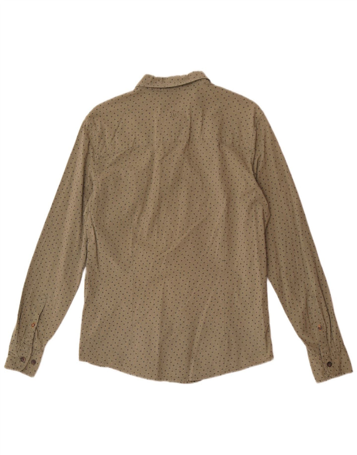 Koszula męska Fat Face ze stretchem, slim fit, średnio zielona, geometryczna bawełna