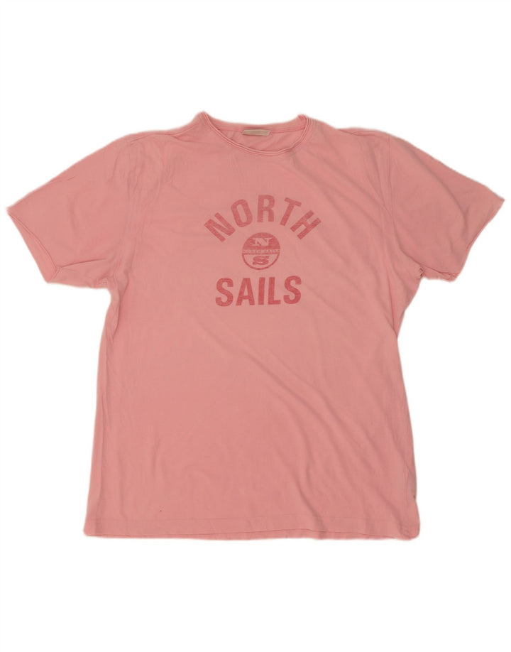 Męski T-shirt z grafiką North Sails, duży, różowy, bawełniany