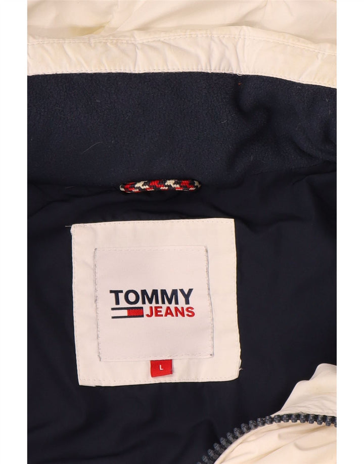 Męska ocieplana kurtka Tommy Hilfiger Graphic UK 40, duża, biała, z blokami kolorów