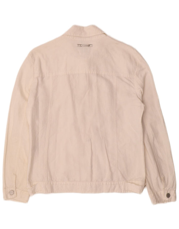 Damska kurtka bomberka TRUSSARDI JEANS IT 44, średnia, złamana biel, bawełniana