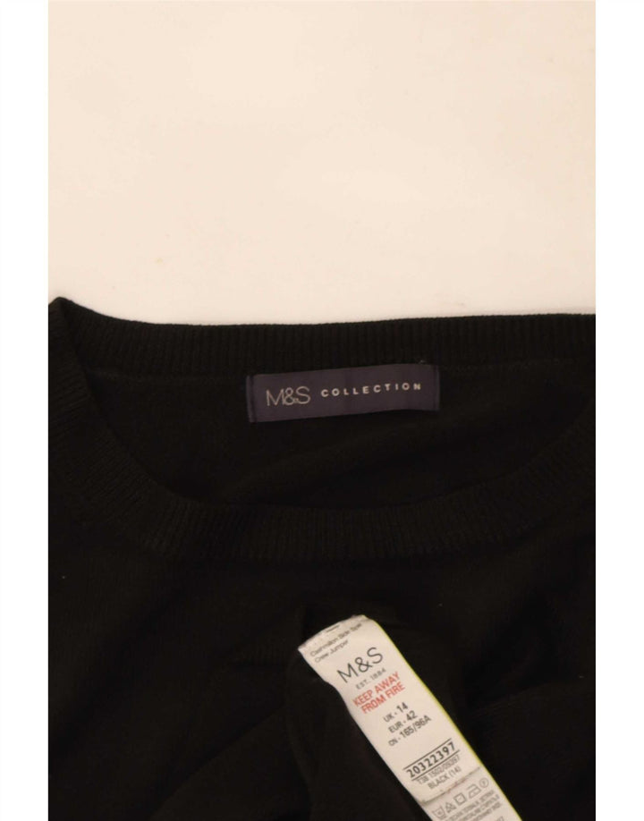 Marks & Spencer Damski sweter z okrągłym dekoltem UK 14, średni czarny akryl
