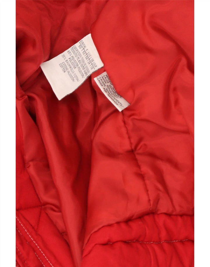 Damska kurtka parka z kapturem w stylu vintage UK 24 4XL Czerwony Chevron Poliester