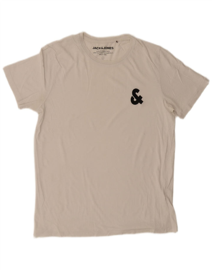 Męski T-shirt z grafiką Jack & Jones, duży, biały, bawełniany