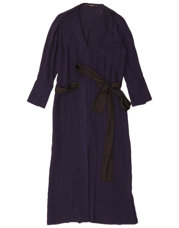 Damska sukienka maxi z rękawami 3/4 Zara, oversize UK 6 XS, granatowa, poliester