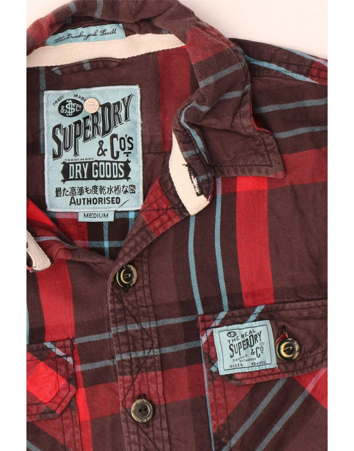Męska koszula flanelowa Superdry, bawełniana w średnią brązową kratkę