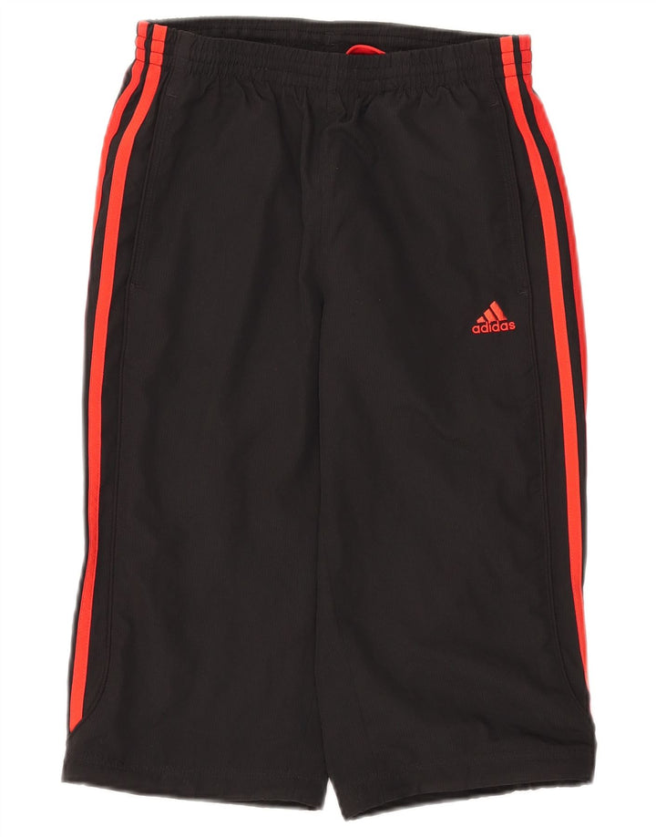 ADIDAS Boys Climalite Capri Tracksuit Trousers 11-12 Years Black Polyester