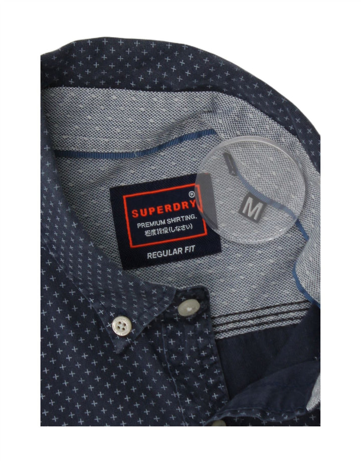 SUPERDRY Mens Regular Fit Shirt Medium Navy Blue Spotted Cotton