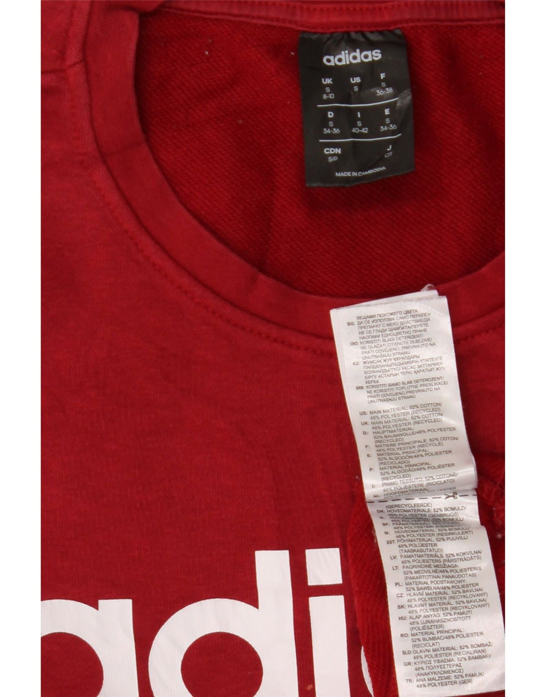 Damska bluza ADIDAS Graphic Jumper UK 8/10 Mała bordowa bawełna