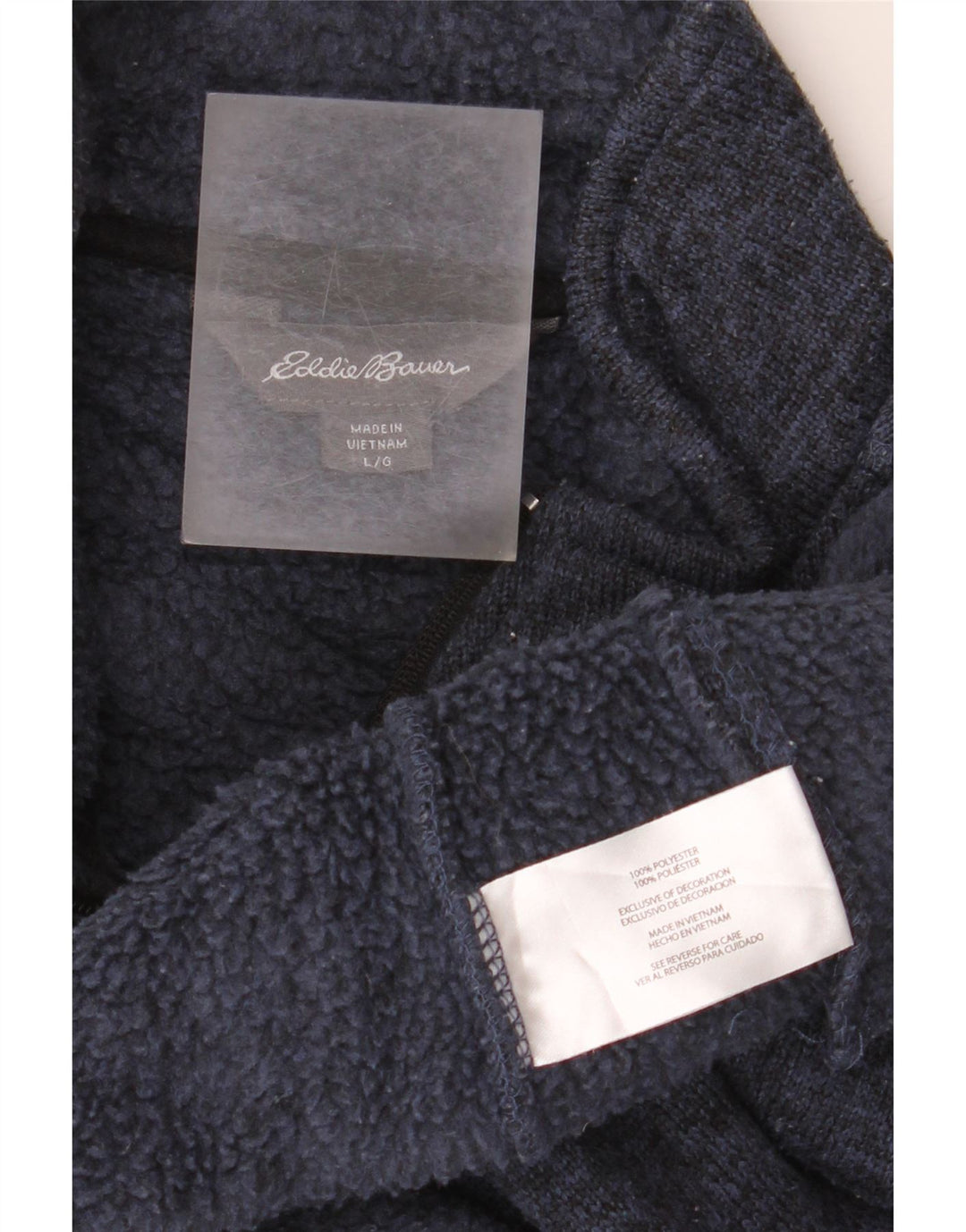 EDDIE BAUER Męski sweter z zamkiem błyskawicznym, duży, granatowy, poliester