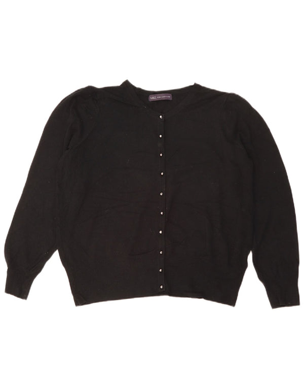 Marks & Spencer Womens Crop Cardigan Sweater UK 18 XL Black Viscose