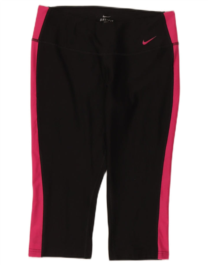 Damskie legginsy Nike Dri Fit Capri UK 14, poliester w kolorze średniej czerni
