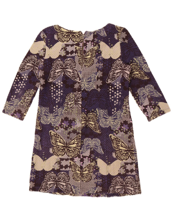 Damska sukienka typu shift White Stuff z rękawem 3/4 UK 10, mały fioletowy nadruk zwierzęcy