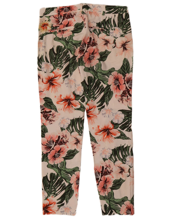 Spodnie damskie Zara Slim Chino EU 38 Small W28 L28 Biała bawełna w kwiaty