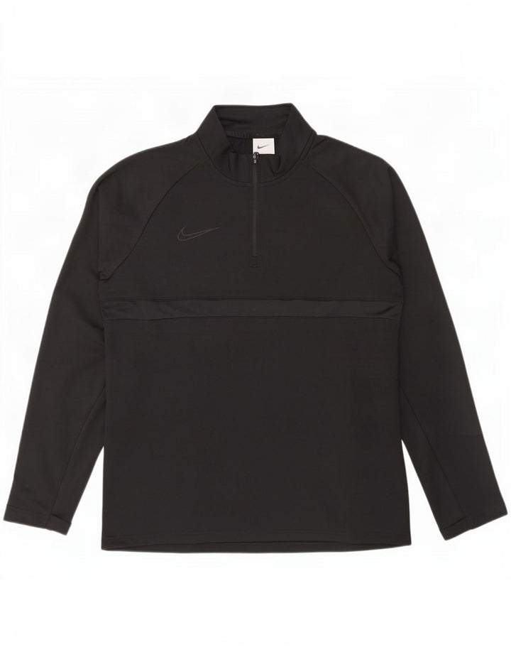Męski dres Nike Dri Fit z zamkiem błyskawicznym na szyi, średni czarny poliester