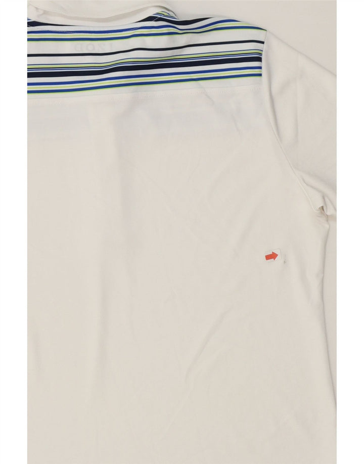 IZOD Womens Polo Shirt UK 16 Large White Striped Polyester Vintage Izod and Second-Hand Izod from Messina Hembry 