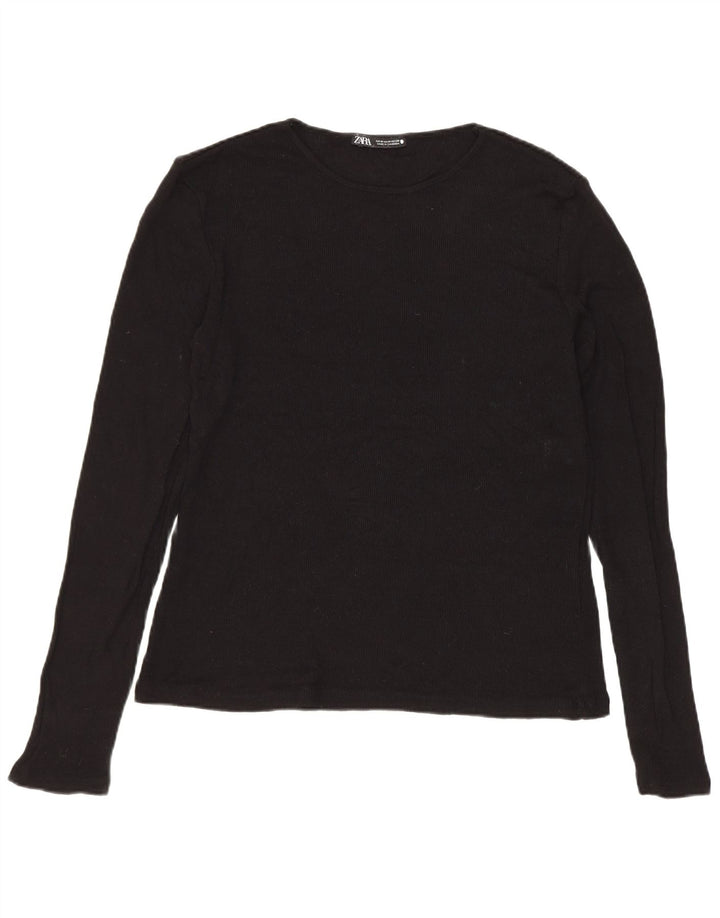 Damski sweter ZARA z dekoltem w łódkę UK 12 Średni czarny wiskoza