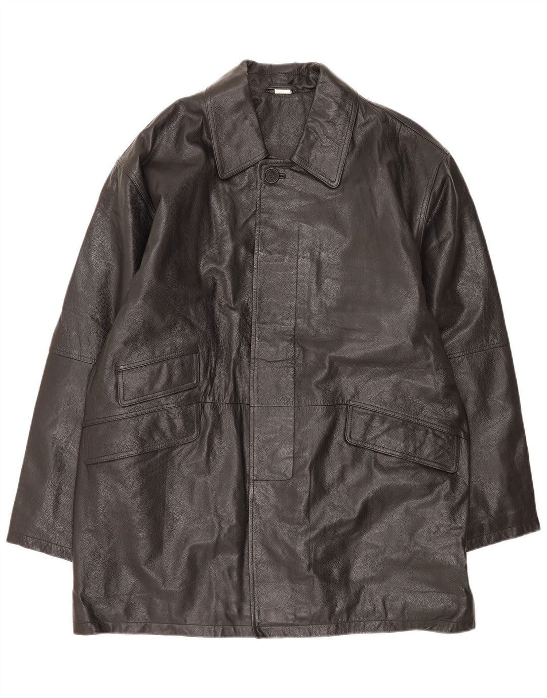 Vintage męski płaszcz skórzany UK 44/46 XL czarna skóra