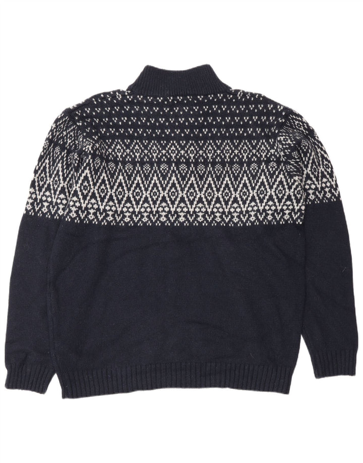 Marks & Spencer Męski sweter w kolorze niebieskim i zapinanym na zamek, duży, granatowy