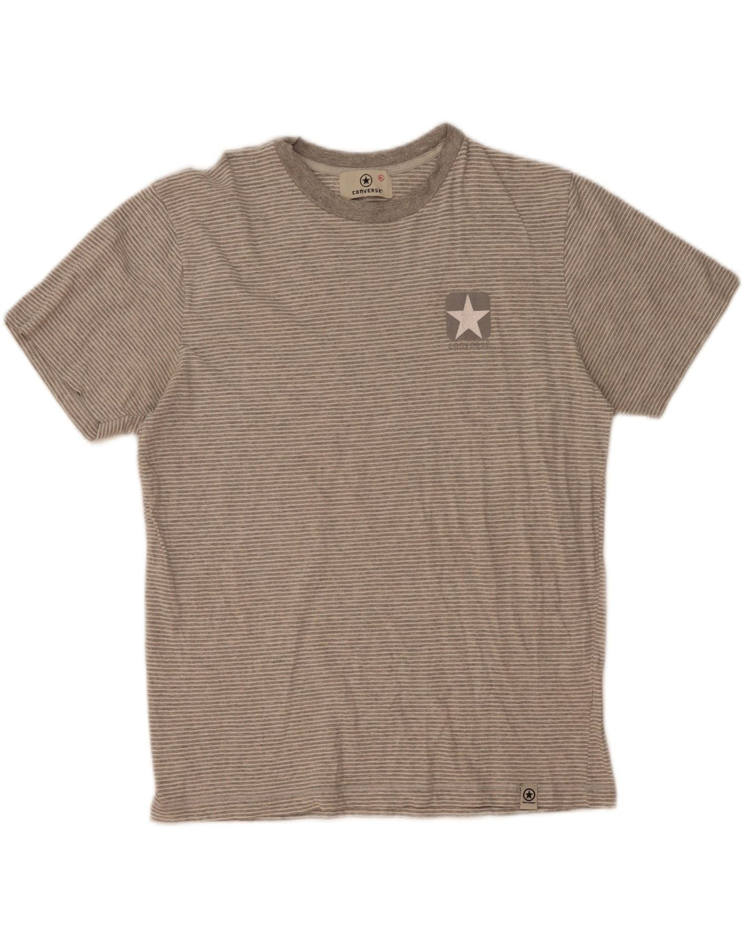 Converse Męski T-shirt Top XL Szary, bawełniany w prążki