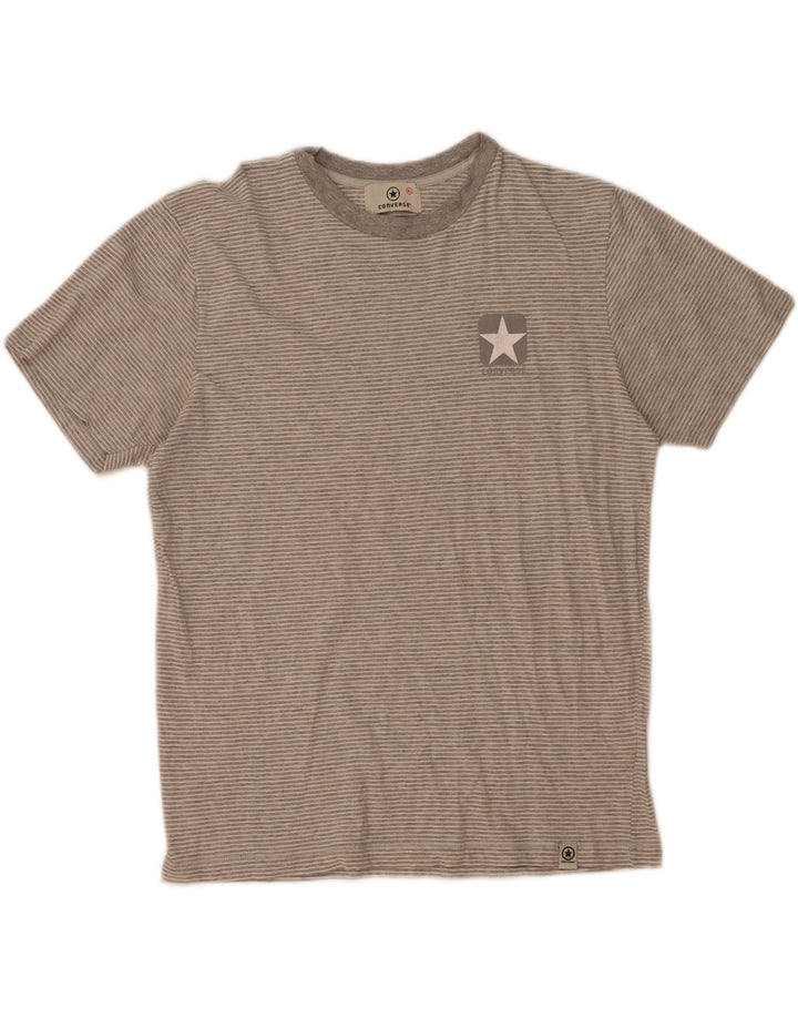 Converse Męski T-shirt Top XL Szary, bawełniany w prążki