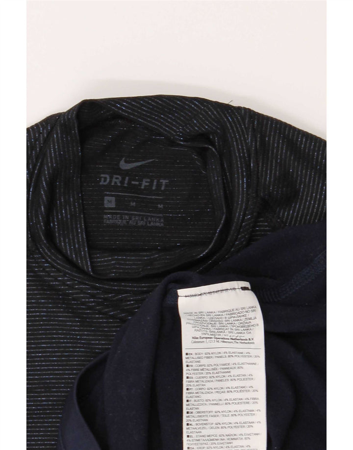 Damska koszulka Nike Dri Fit z długim rękawem, UK 12, średni granatowy nylon w paski
