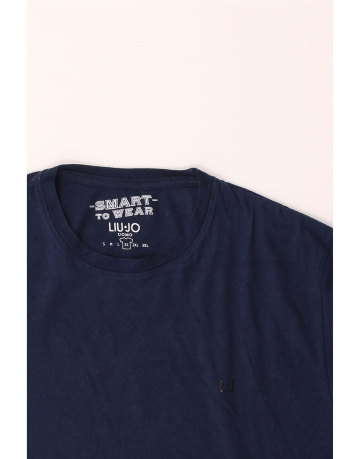 LIU JO Mens T-Shirt Top XL Navy Blue Cotton Vintage Liu Jo and Second-Hand Liu Jo from Messina Hembry 
