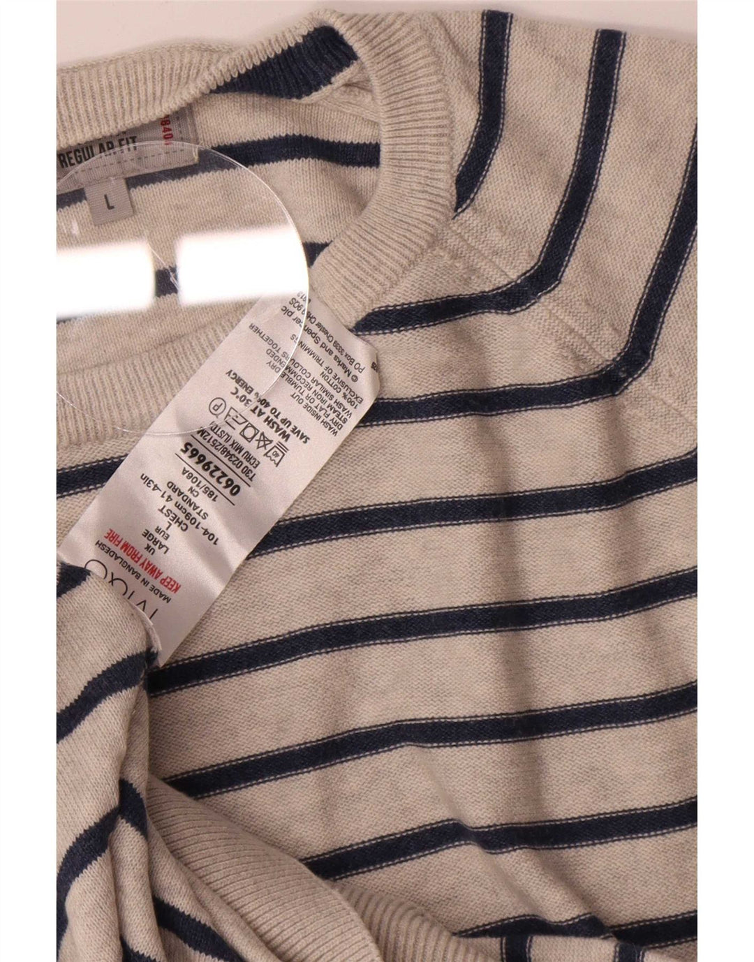 Marks & Spencer Męski sweter z dekoltem w łódkę, duże, szare paski
