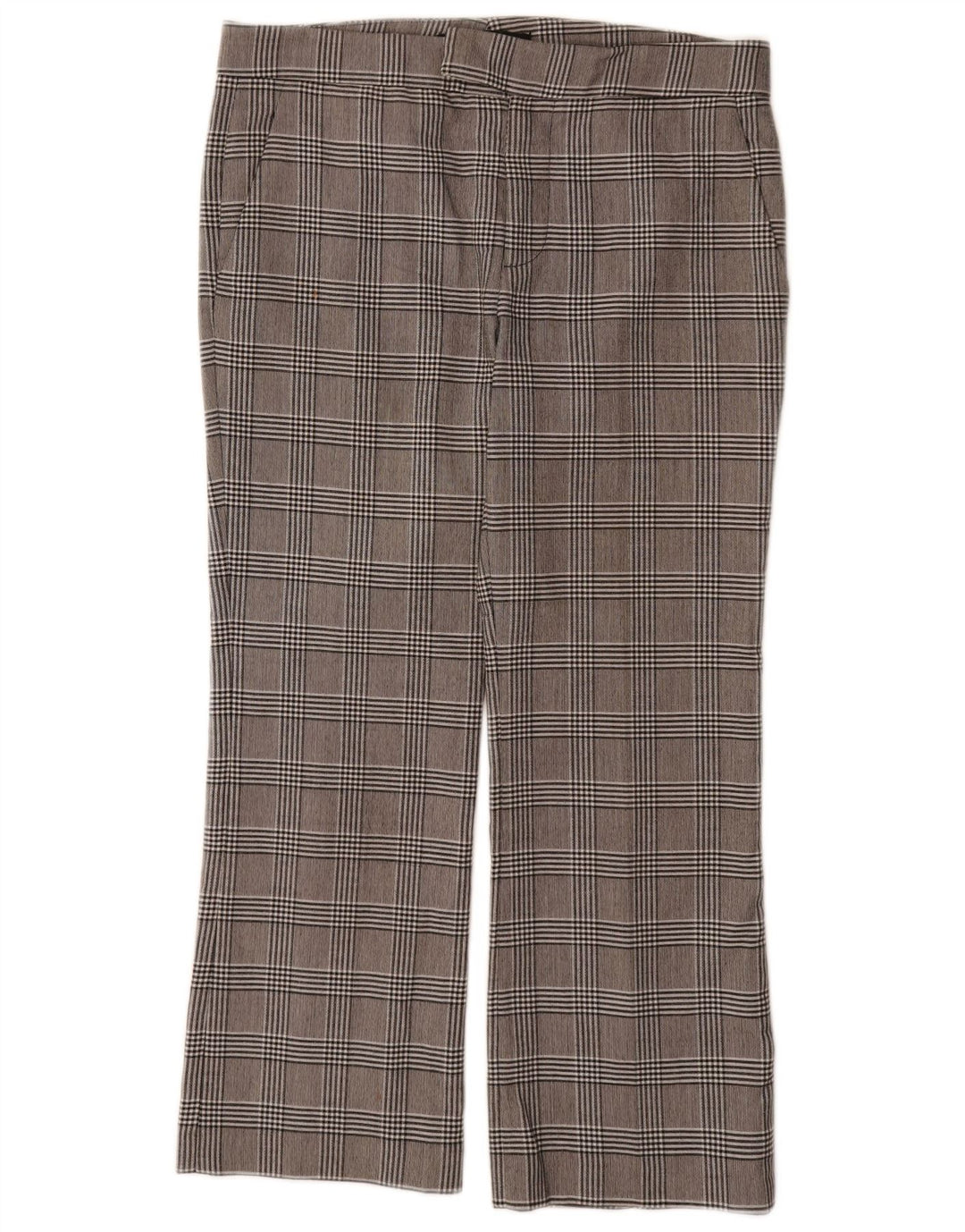 Damskie proste spodnie garniturowe Zara EU 38 Small W32 L26 Szara krata poliester