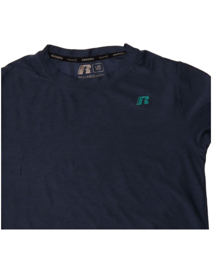 Top chłopięcy Russell Athletic z długim rękawem, rozmiar 10-11 lat, granatowy, poliester