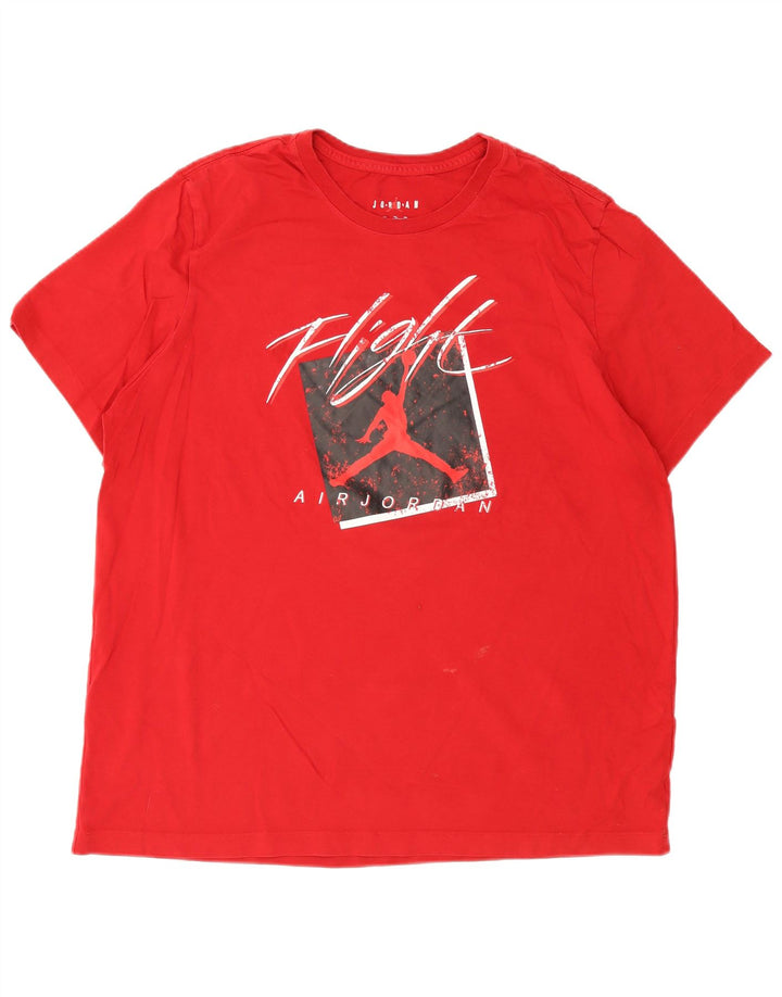 Męski T-shirt z grafiką Jordan, 2XL, czerwony, bawełniany