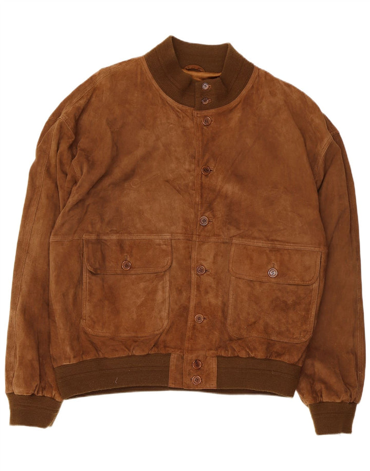 Vintage męska zamszowa kurtka bomber IT 58 4XL brązowa skóra